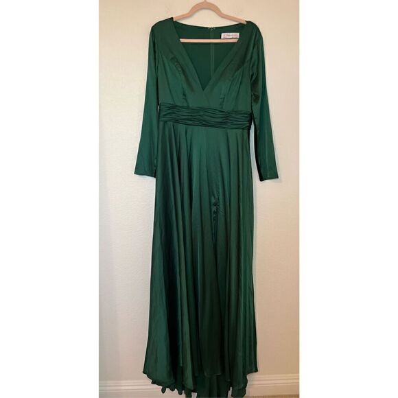 Mac Duggal LONG SLEEVE RUCHED WAIST A-LINE GOWN New - Picture 5 of 10